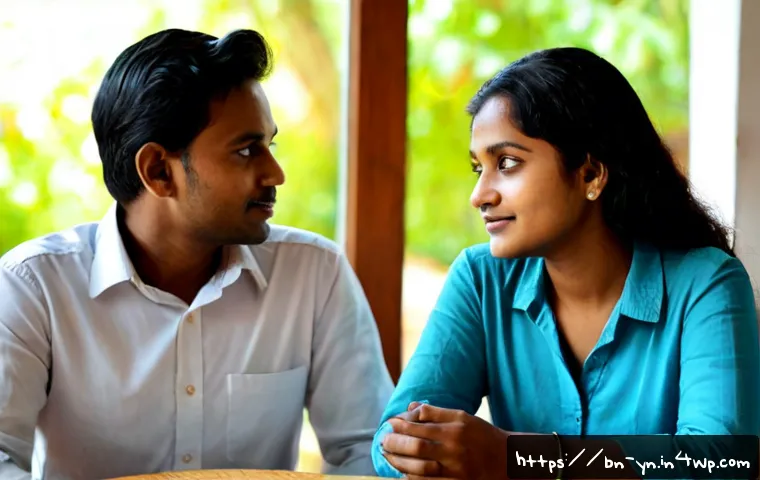 감정 인식을 위한 대화의 기본 원칙 - Photorealistic scene of two Bangladeshi adults having a thoughtful face-to-face conversation at a qu...